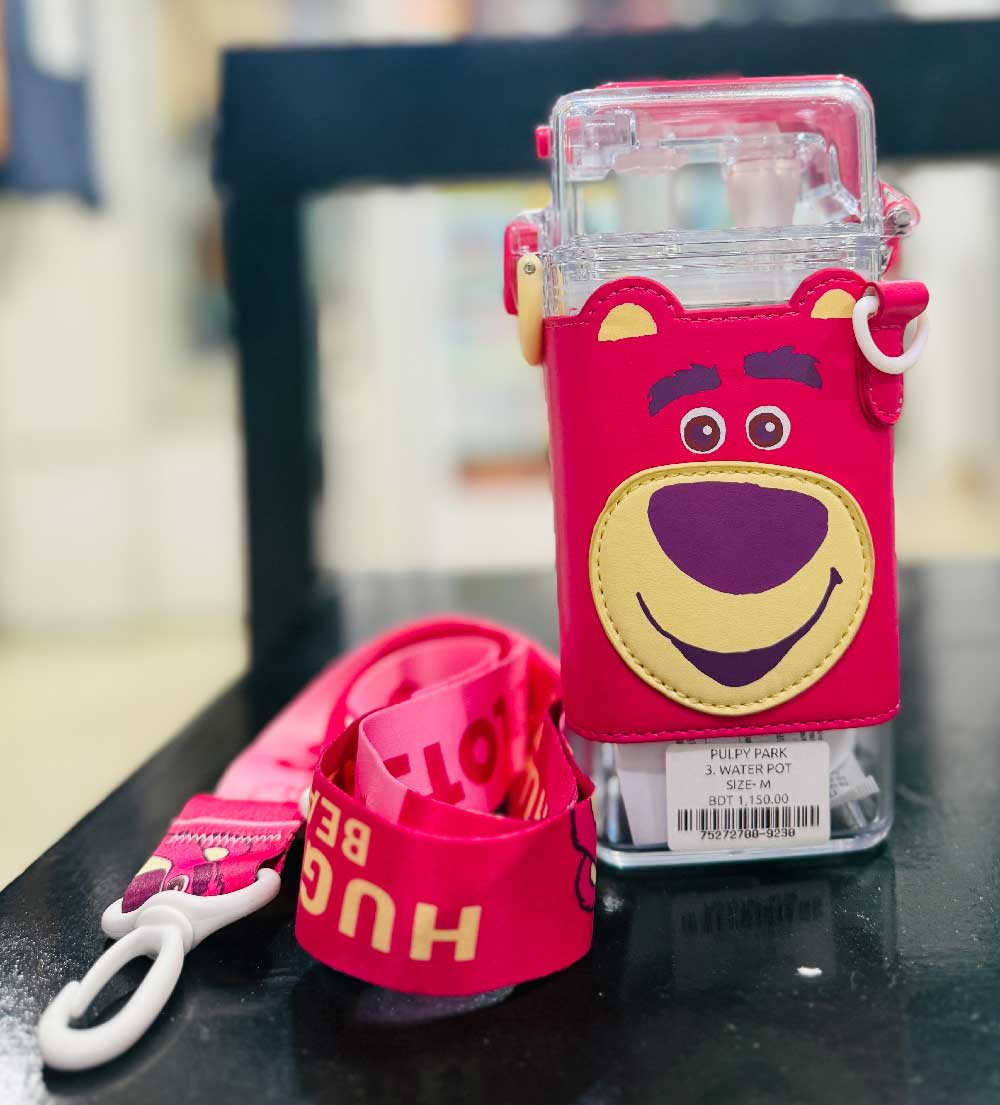 Disney Lotso Square Water Bottle with Shoulder Strap