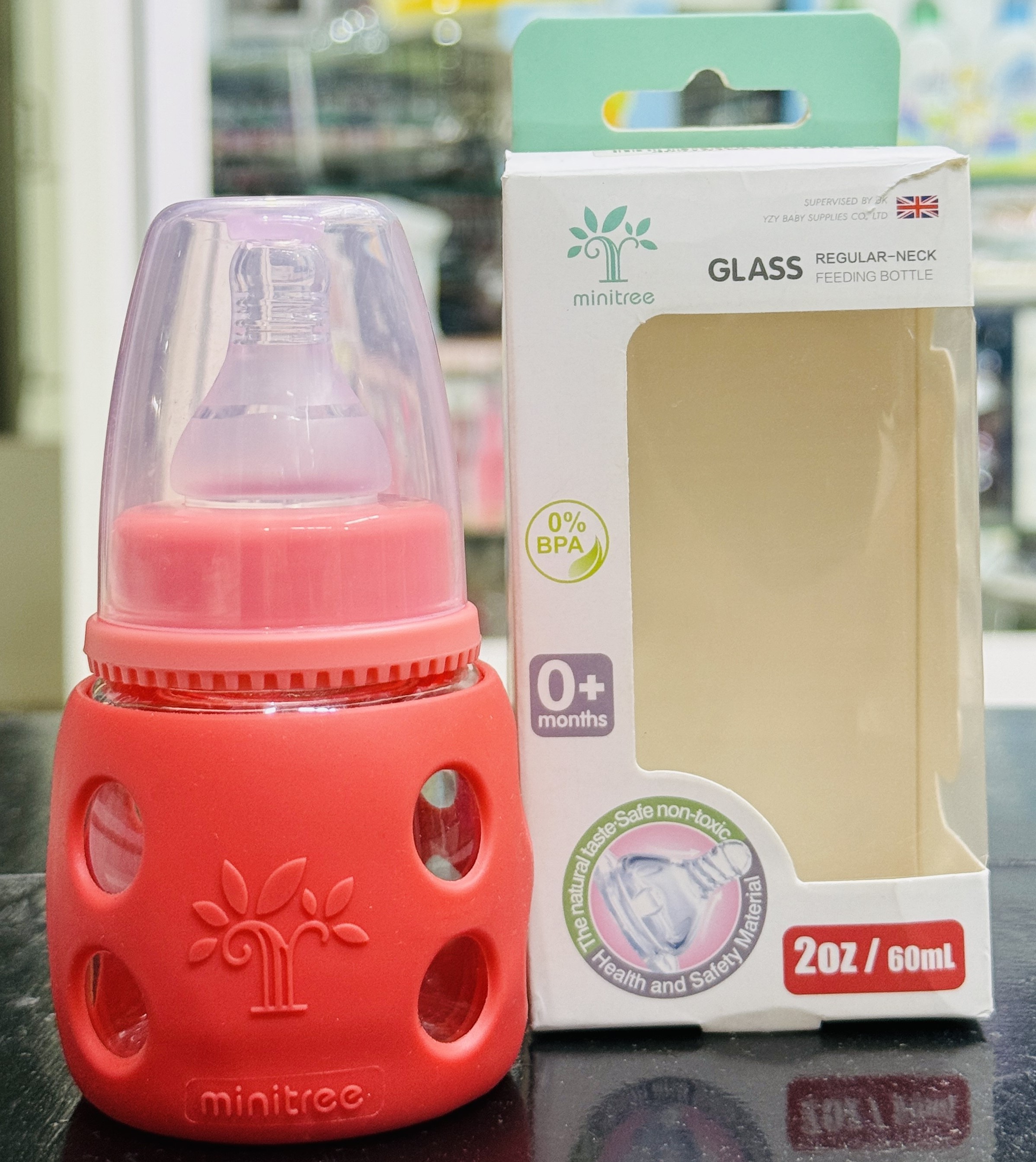 Minitree Glass Regular Neck Feeding Bottle (Heat Resistant, BPA-Free)